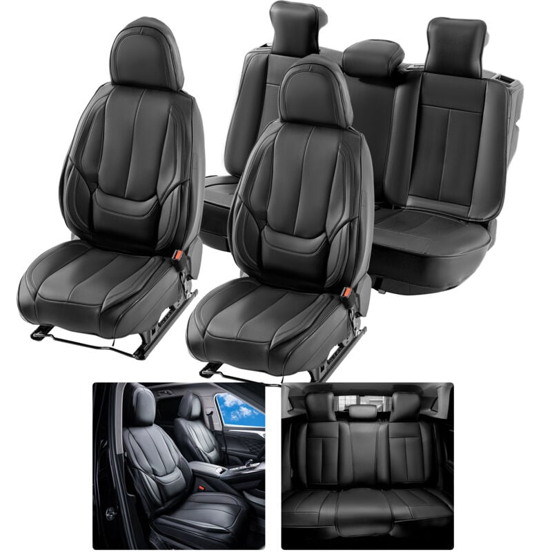 Housses de siege de voiture universelles, ensemble complet de sieges avant et arriere, housse de siege en simili-cuir, 13 pcs, appuie-tete
