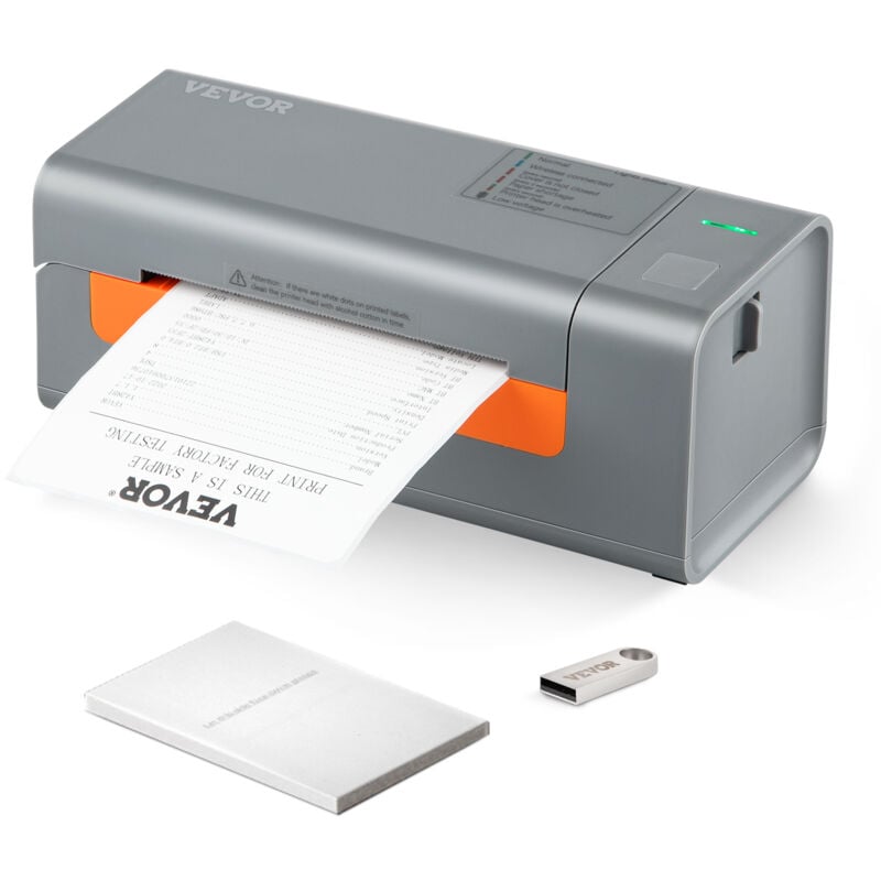 VEVOR Imprimante deEtiquettes Thermique Direct 4x6 Code a Barres USB Haute Vitesse 150 mm/s 203 dpi pour Colis Expedition Compatible avec
