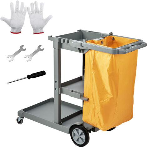 VEVOR Janitorial Trolley Cleaning Cart with PVC Bag for Housekeeping Office