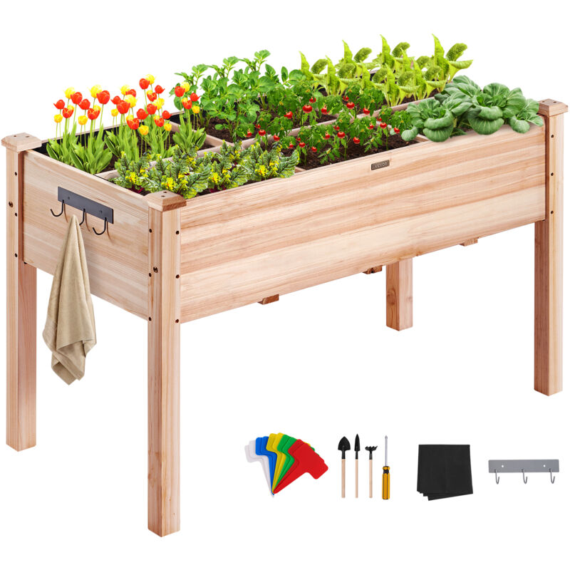 VEVOR Hochbeet Holz Pflanzkübel mit Ablage Blumenkasten 100kg Tragfähigkeit Garten Pflanzkasten Terrassen Gemüsebeet Gartenbeet Pflanzbeet 120x58x76cm ideal für den Anbau von Gemüse Obst Kräutern