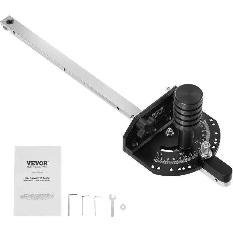 VEVOR Jauge a onglets de precision, fente standard 19x9,5 mm, jauge a onglets pour scie de table alliage dealuminium, 15 butees deangle, piston a
