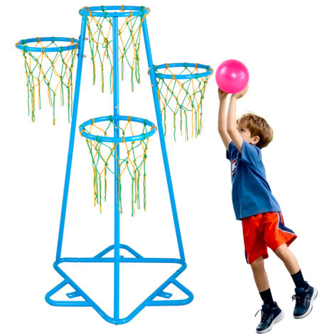 VEVOR Kids Basketball Hoop, 4-Hoop Child Basketball Hoops, Portable Basketball Stand with Adjustable Heights and 3 Balls, Indoor and Outdoor Basketball Toy Set for Children of All Ages, Boys & Girls