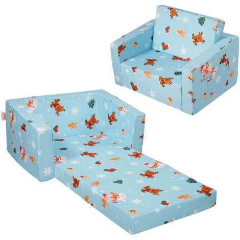 VEVOR Kids Couch, 2-in-1 Toddler Chairs Comfy, Toddler Couch Sofa Bed Fold Out, Convertible Sofa to Lounger, Kids Chair Seat Playroom Furniture for Kids Girls & Boys, Sky Blue