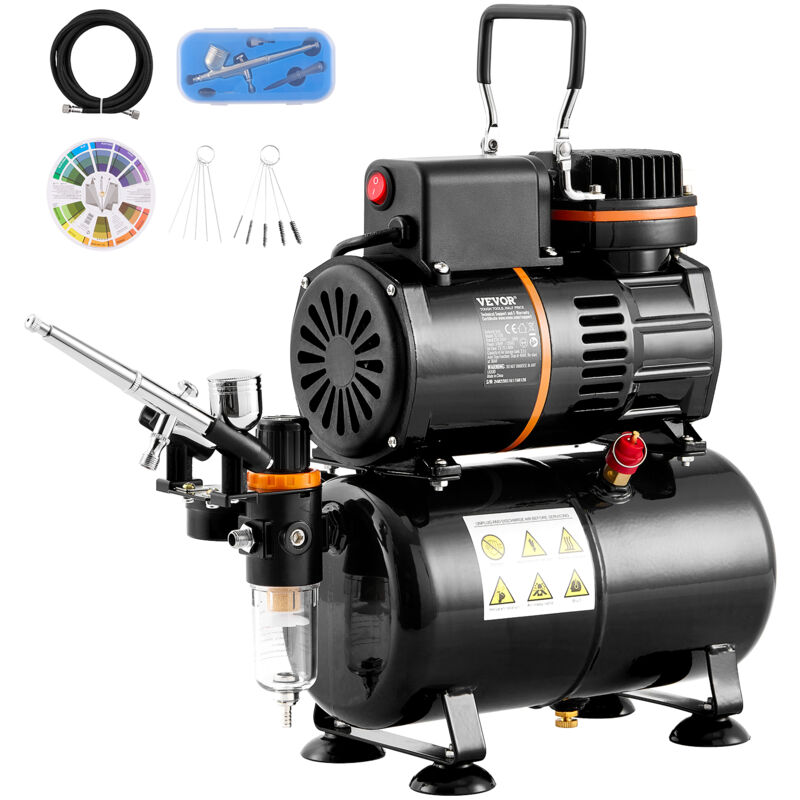 Image of Kit Aerografo,con Compressore 2 Ventola Serbatoio Aria 3,5 Litri, Set Aerografo con Punta da 0,3 mm, Supporto, Ruota di Miscelazione Colori, Set di