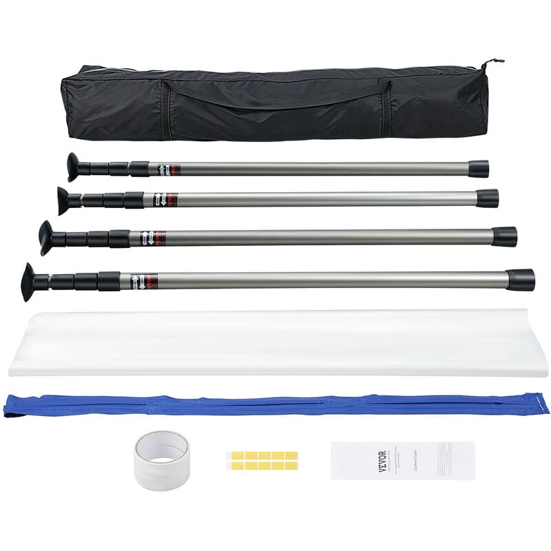 Vevor Kit Barriere Anti-Poussiere 10 x 4 m avec Perches Telescopiques 0,9-3 m Ecran Anti-Poussiere en pe avec Fermeture Eclair Magnetique Sac pour