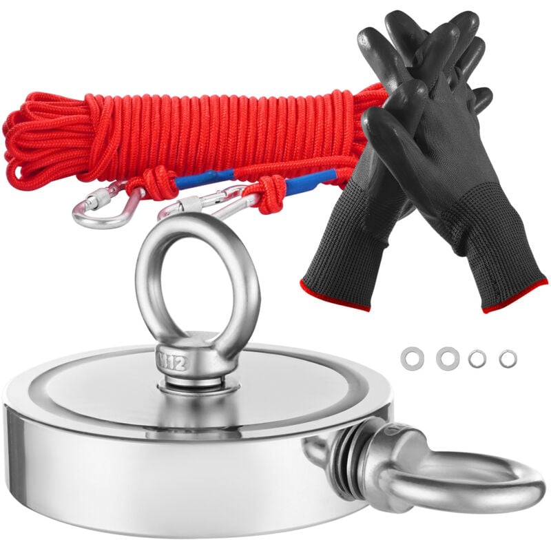 Image of VEVOR Kit da Pesca con Magnete su Entrambi Lati da 907 kg Kit da Pesca con Magnete al Neodimio per Terre Rare, Kit da Pesca con Magnete Potente