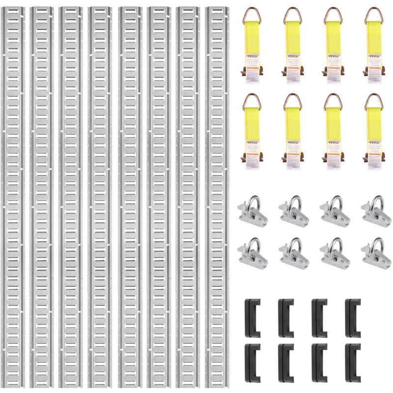 Mophorn - vevor Kit de rails dearrimage E-Track, 24PCS 1524 mm, avec 8 rails acier, 8 joints toriques, 8 attaches avec anneau d, accessoires de