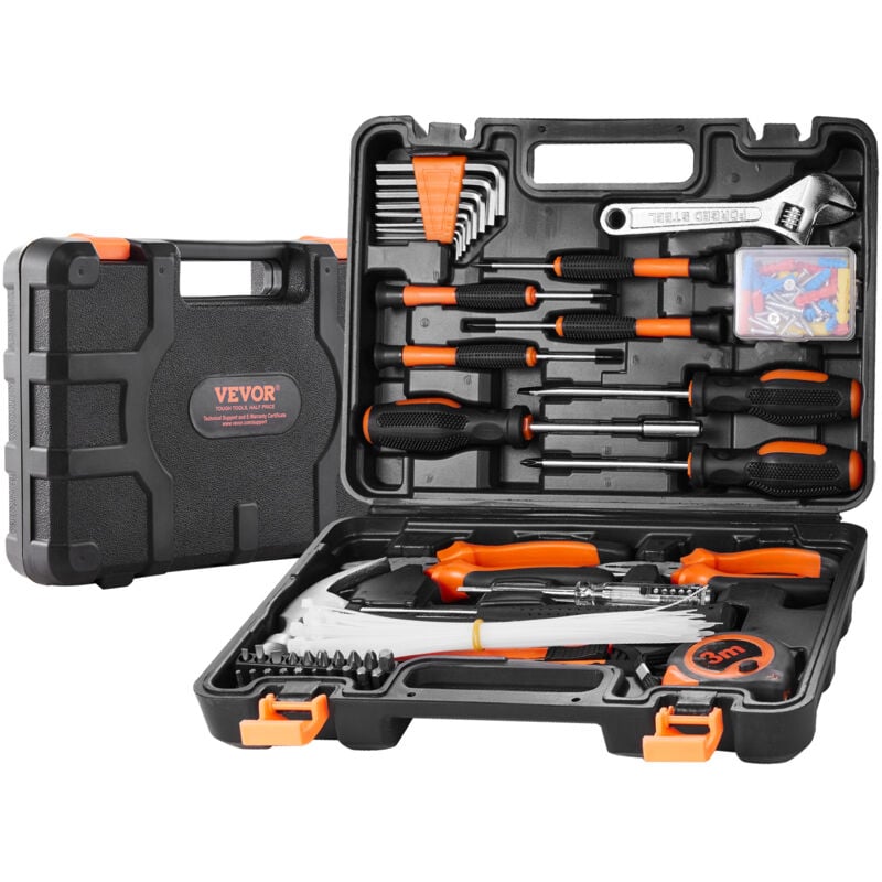 Vevor - kit deoutils de reparation domestique, 132 pieces, ensemble deoutils a main menager general, avec boite a outils portable, acier de haute