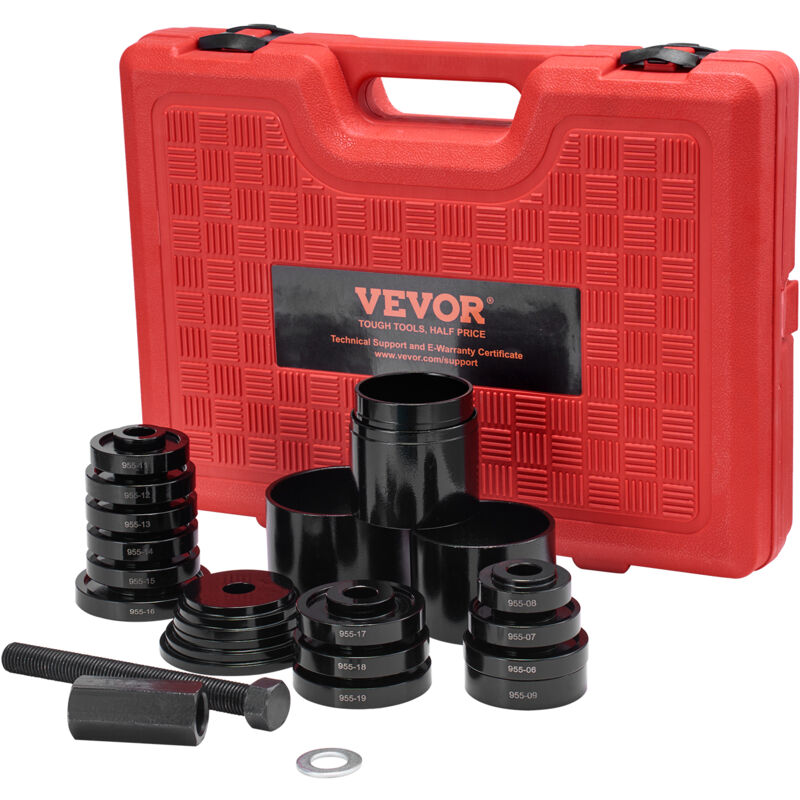 Image of Vevor Kit pressa per cuscinetti ruota, rimozione e installazione cuscinetti ruota anteriore,kit estrattore cuscinetti ruota da 23 pezzi con bulloni