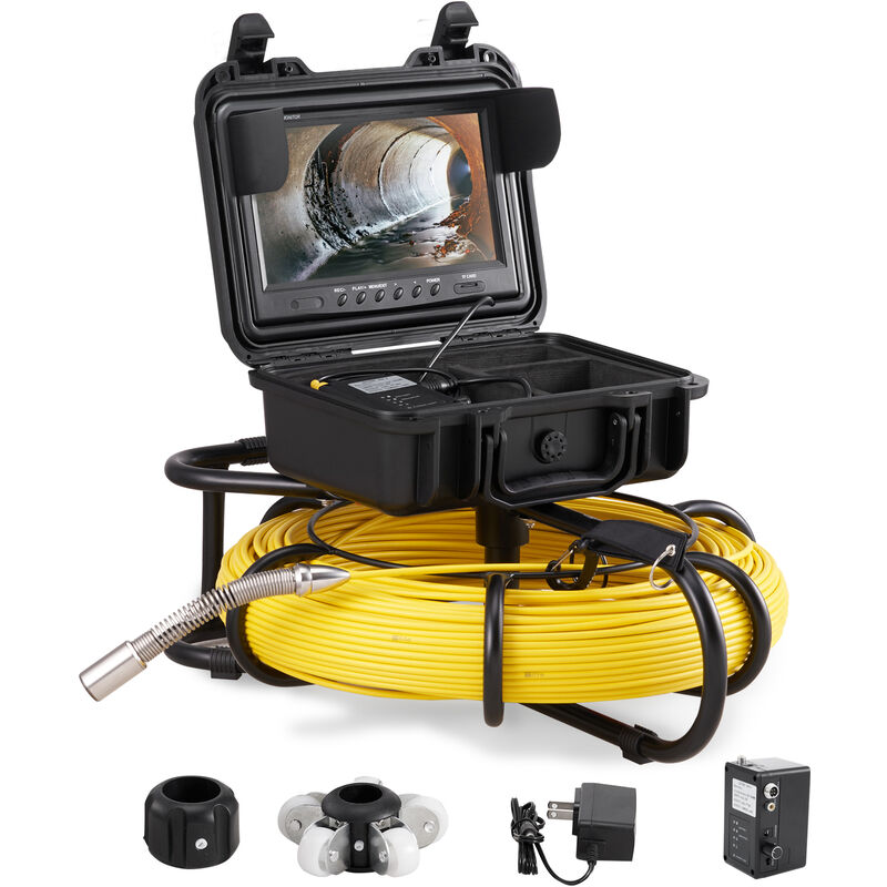 Image of Vevor - Kit Telecamera con Endoscopio per Ispezione di Fognatura Schermo lcd Colorata 9 Pollici Cavo Impermeabile 120m, Telecamera Ispezione