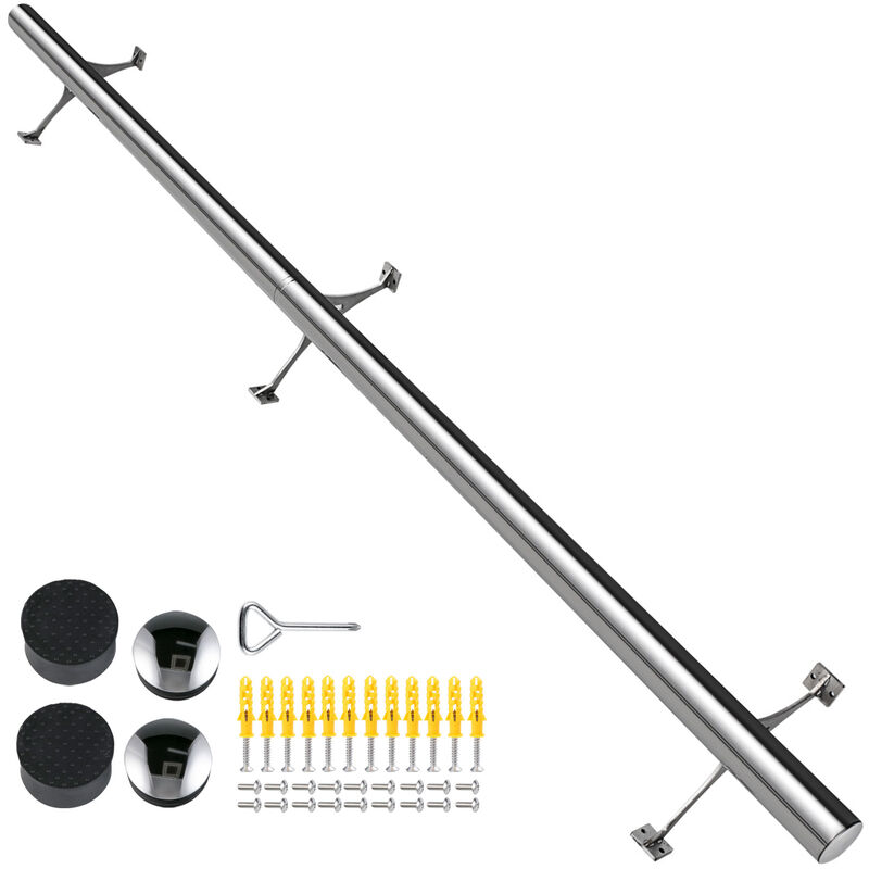 VEVOR Kit Tube Repose Pieds Inox 91+61 cm, Barre Repose Pieds Inox Diametre 5 cm, Kit 2 Barres Repose Pieds en Acier Inoxydable avec 2 Support Repose