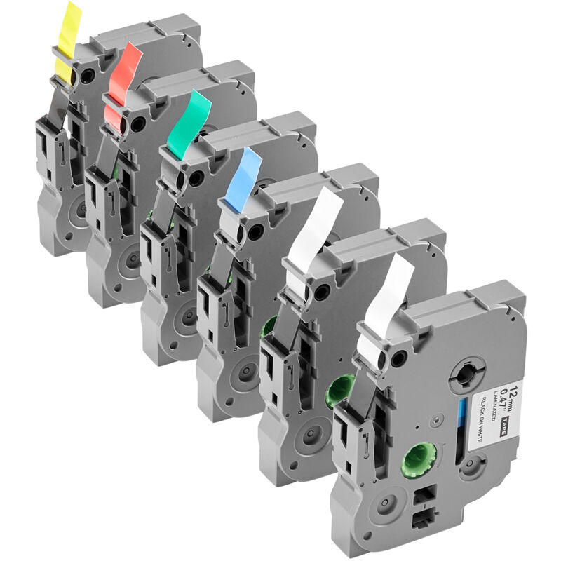 Vevor Label Maker Tape, 6 Pack, 0.47 In / 12 Mm Colored Label Maker Refills Compatible For Various Types Of Brother P-touch, Replacement For Letra Tag