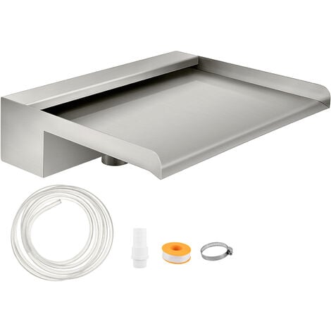 VEVOR Lame deEau Piscine Acier Inoxydable Fontaine Chute deEau 30 cm Cascade Fontaine Rectangulaire Lame Cascade avec Connecteur Tuyau Collier de Serrage Bande PTFE Lame deEau Bassin pour Etang Jardin