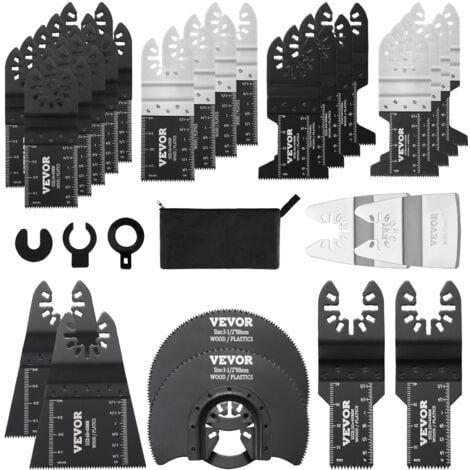 MOPHORN VEVOR Lames de Scie Oscillante 30PCS Lames Outil Multifonction Universelles Degagement Rapide 8 Types Lames Outils Oscillants pour Bois Metal Plastique pour Dewalt Milwaukee Hitachi Chicago Craftsman