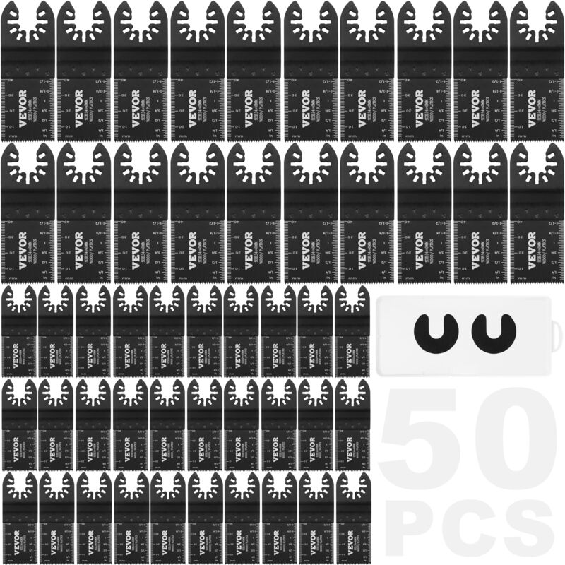 VEVOR 50x zaagblad Multifunctioneel gereedschap 9x3,4 cm Oscillerende tool Hoog koolstofstaal (HCS) Snelwisselinterface Compatibel met 95% van de oscillerende gereedschappen die op de markt verkrijgbaar zijn