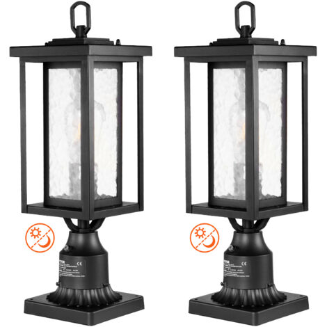 VEVOR Lampione da Esterno Giardino Sentieri Cortile 2 Pezzi, Apparecchi Impermeabili da 450 mm, con Base per Montaggio su Pilastro da 9 cm da Terrazza, Paralume in Vetro, Illuminazione Antifulmine