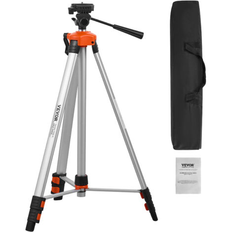 VEVOR Laser Level Tripod, ¼ x 20 Thread Mount, 27.36-68.11 inch Height Adjustment with Integrated Level Bubble Lightweight Laser Scanner Stand, Retractable Legs Aluminum Tripod for Stable Measurement