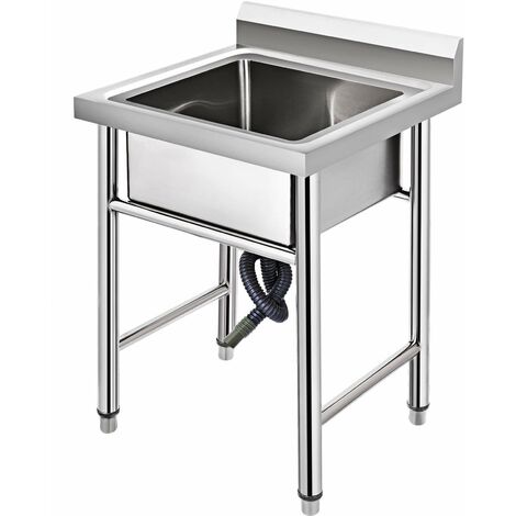 VEVOR Lavello Commerciale in Acciaio Inossidabile non Magnetico Pollici, Lavandino della Cucina con Scompartimento, Attrezzatura Completa del Lavandino di Preparazione di Utilità (93 x 61 x 60 cm)
