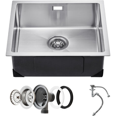 VEVOR Lavello da Cucina da 50 cm Lavello Sottopiano in Acciaio Inossidabile 304, Vasca Singola da Incasso Stile Rustico con Accessori, Lavello per Uso Domestico per Camper, Cucina di Preparazione, Bar