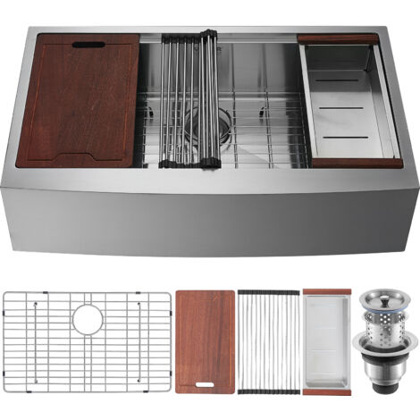 VEVOR Lavello da Cucina Lavello da Incasso, Lavello Sottopiano in Acciaio Inox 304 Vasca Singola con Tagliere Scolapiatti Filtro Uso Domestica 76x56x23 cm, Lavello da Cucina Incasso con Scolapiatti