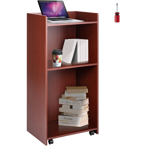 VEVOR Leggio per Pulpito in Legno con Ripiano a 4 Rotelle 60 x 40 x 120 cm, Supporto per Podio di Colore Noce, Semplice Pulpiti Leggio Adatto per Chiese, Aule, Seminari, Matrimoni, Case e Ristoranti