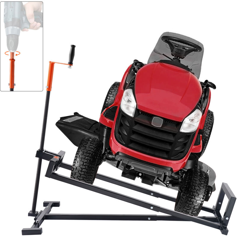 VEVOR zitmaaierlift met een capaciteit van 399 kg, telescopisch onderhoudsplatform met kruk en handgreep voor elektrisch gereedschap, opvouwbare grasmaaierkrik voor grasmaaiers en tuintractoren