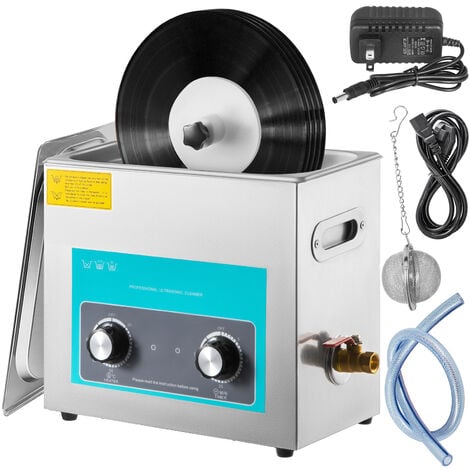 MOPHORN VEVOR Limpiador Ultrasónico, 6L Limpiador para Discos de Vinilo, con Cesta Limpiador Ultrasónico Profesional Temporizador y Calentador 40kHz 180W Limpiador Ultrasónico de Acero Inoxidable