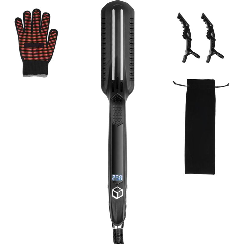 Mophorn Lisseur - Fer plat en titane de 3,8 cm avec infrarouge, écran LCD, 19 niveaux de température (100°C - 230°C), chauffage rapide. Idéal pour
