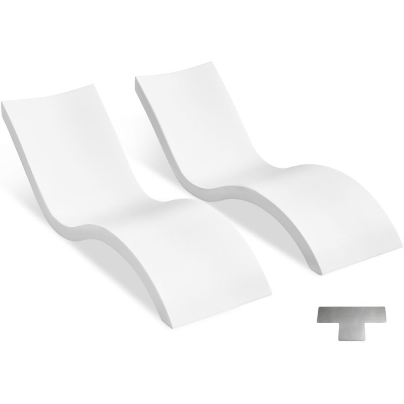 Lot de 2 Bains de Soleil Chaises Longues pour Profondeurs deEau jusqua 23 cm, Transat Fixees dans les Piscines et Flottantes sur lEau, pour Bronzage