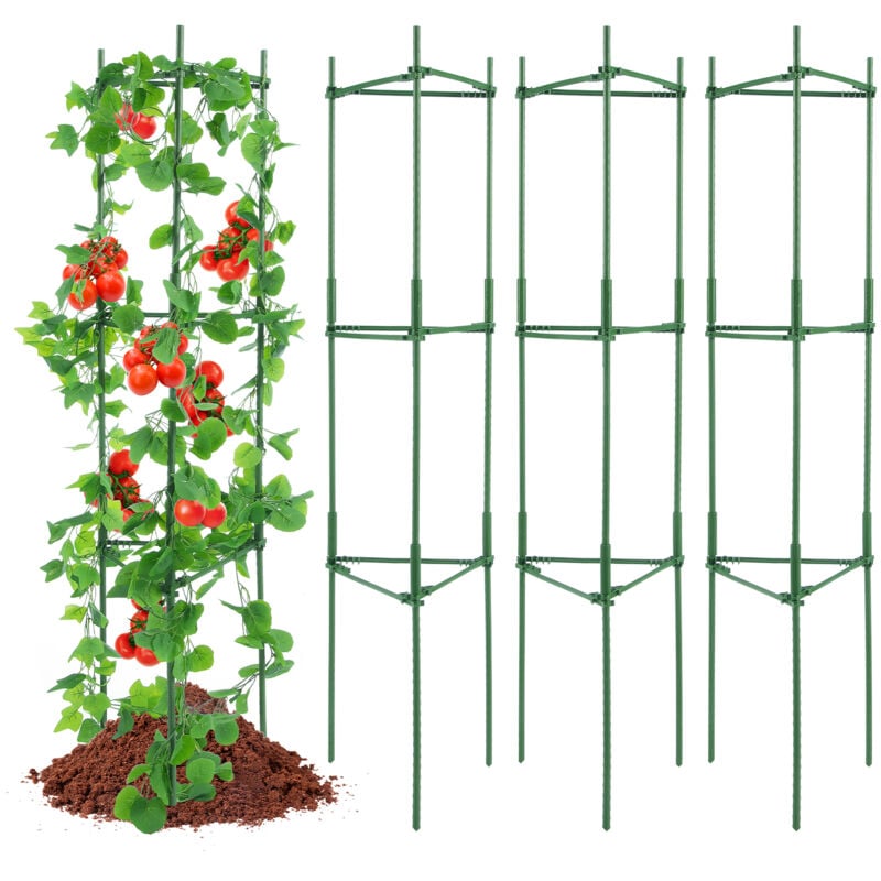 Lot de 4 cages a tomates pour jardin, 160 cm, support pour plantes en treillis, cage de support empilable pour plantes hautes, pour jardin sureleve,