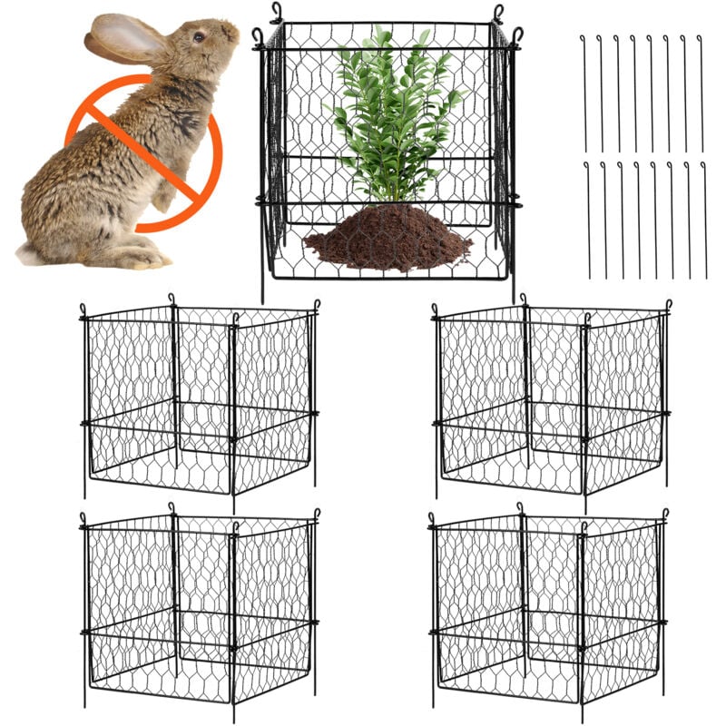 Vevor - Lot de 4 protections pour plantes contre les animaux, 34 x 34 cm, grillage pour plantes, cages pour plantes deexterieur,16 pieces en maille