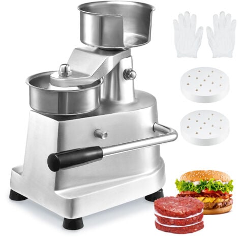VEVOR Macchina per Hamburger Commerciale, Macchina per Hamburger Pressa Dimensioni 100mm, Pressa per Hamburger in Acciaio Inox per Formatura Carne 1000 Pezzi Carta per Hamburger,Pressa per Hamburger