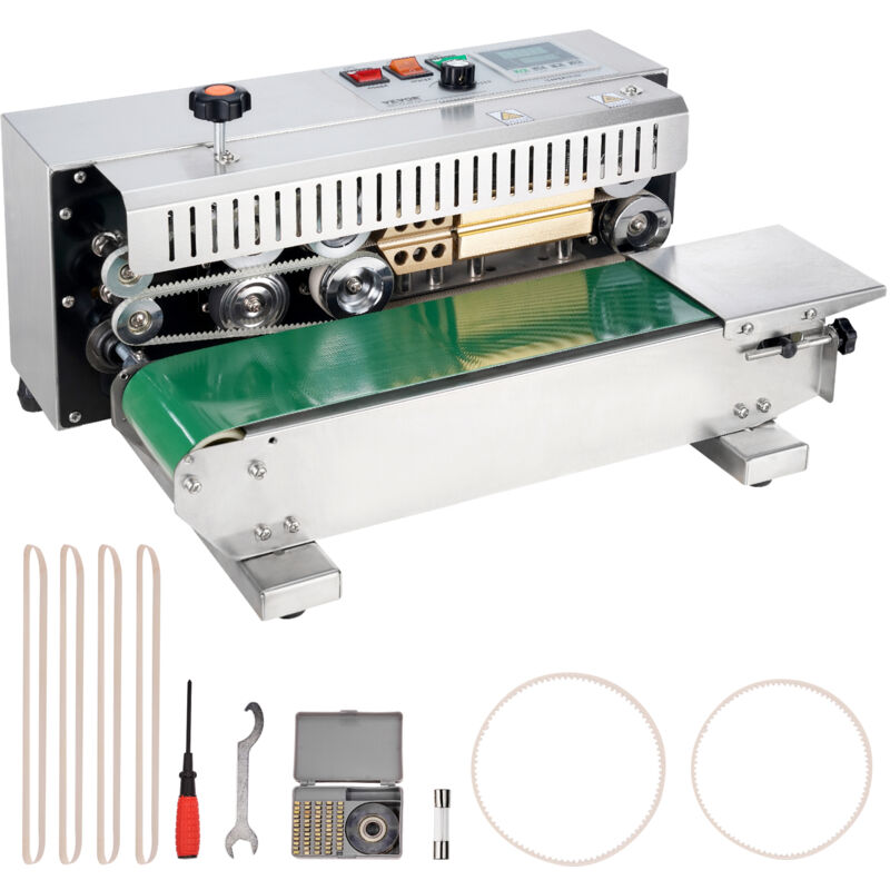 VEVOR Macchina Sigillatrice a Banda Continua, Larghezza Saldatura 6-12 mm,con Controllo Digitale Temperatura, Sigillatrice Sacchetti in Acciaio