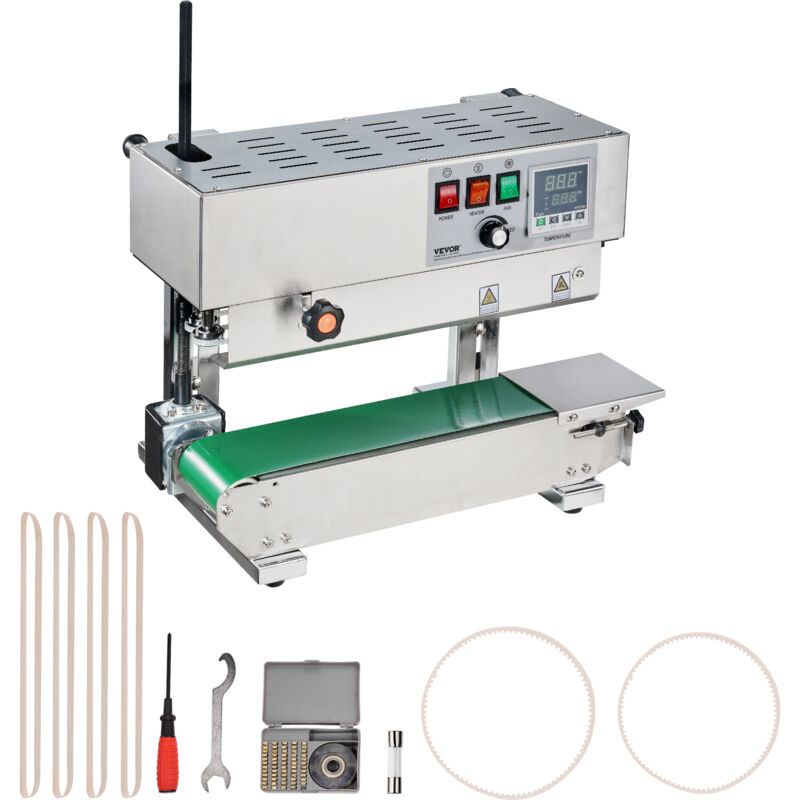 Vevor - Macchina Sigillatrice a Nastro Continuo per Sacchi, Larghezza Saldatura 6-12 mm con Controllo Digitale Temperatura, Sigillatrice per Sacchi