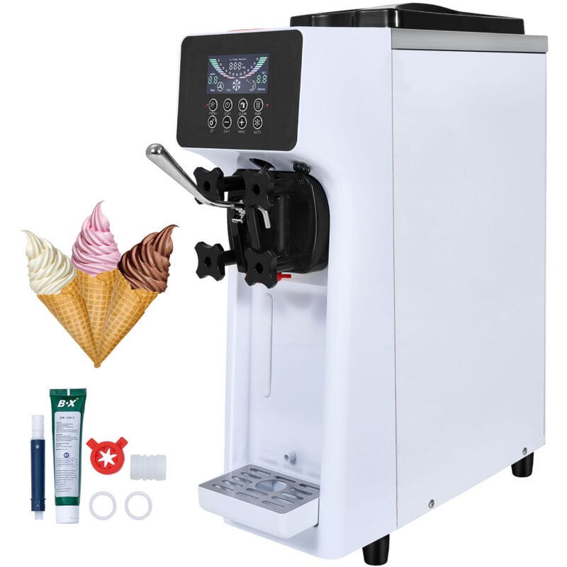 Vevor Machine a Creme Glacee Commerciale 10 L/h 900 w 1 Saveur, Machine a Glace Italienne Tremie 4 l, Panneau lcd, Pre-refroidissement Nettoyage