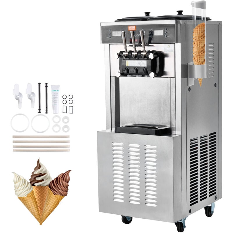 Mophorn - vevor Machine a Creme Glacee Commerciale 34-44 L/h 1850 w 3 Saveurs, Machine a Glace Italienne Tremie 2x9 l, Panneau led, Utilisation a Un