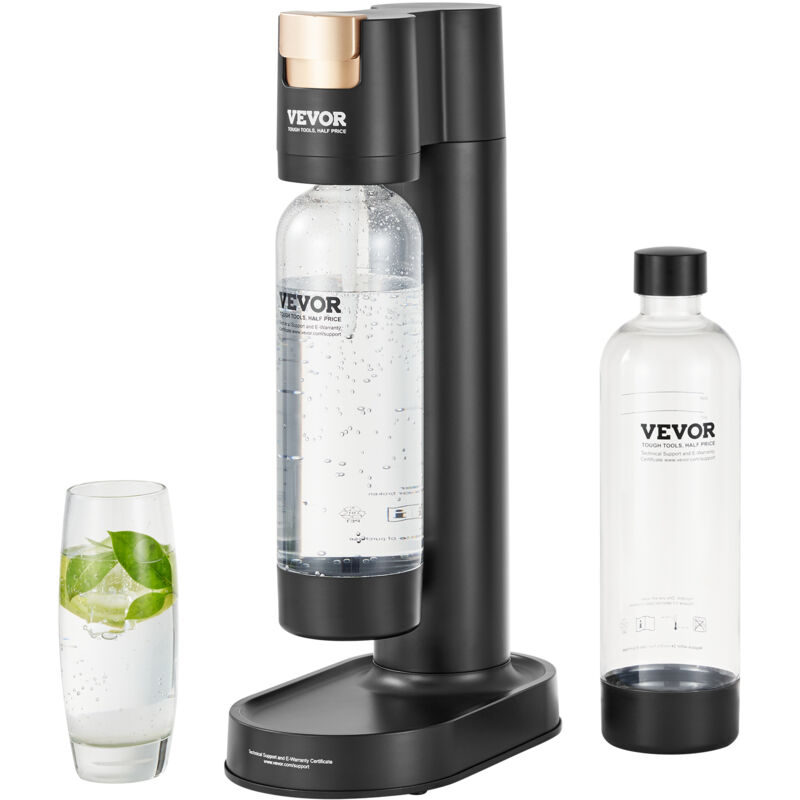 VEVOR Machine a eau gazeuse, machine a eau petillante et soda pour gazeification domestique avec 2 bouteilles PET de 1 L sans BPA, compatible avec le
