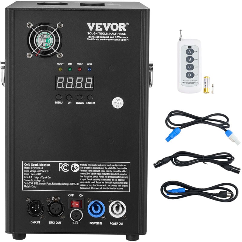 Mophorn - vevor Machine a etincelles froide 700 w machine a feux deartifice alliage dealuminium controleur dmx reglable 2 a 5 m 7 minutes par