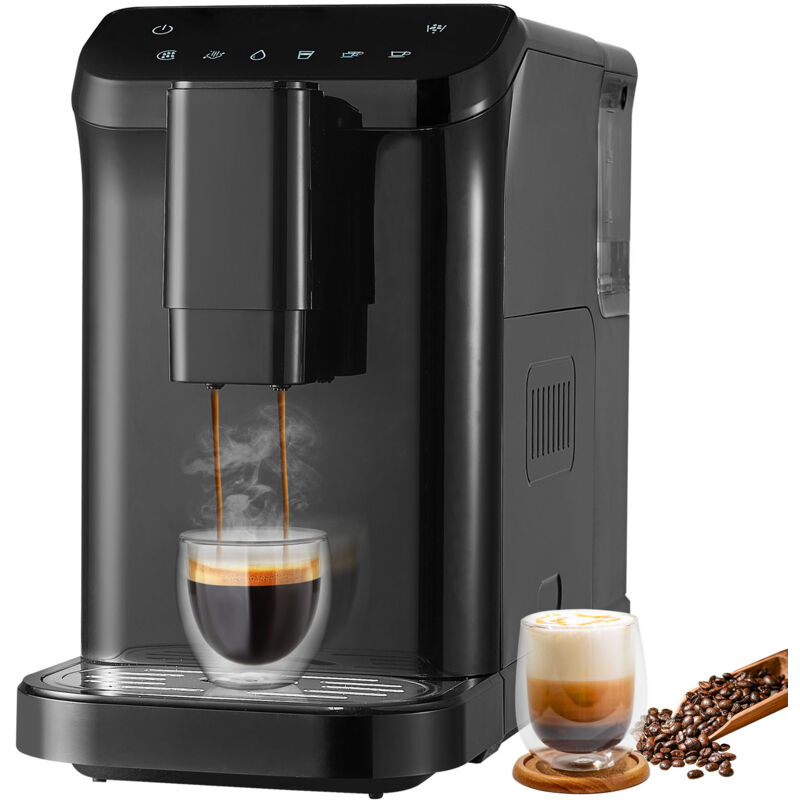 Vevor - Machine a Expresso Automatique, Cafetiere Expresso Professionnelle 15 bars avec Broyeur Integre, 15 Reglages de Mouture, avec Reservoir deEau