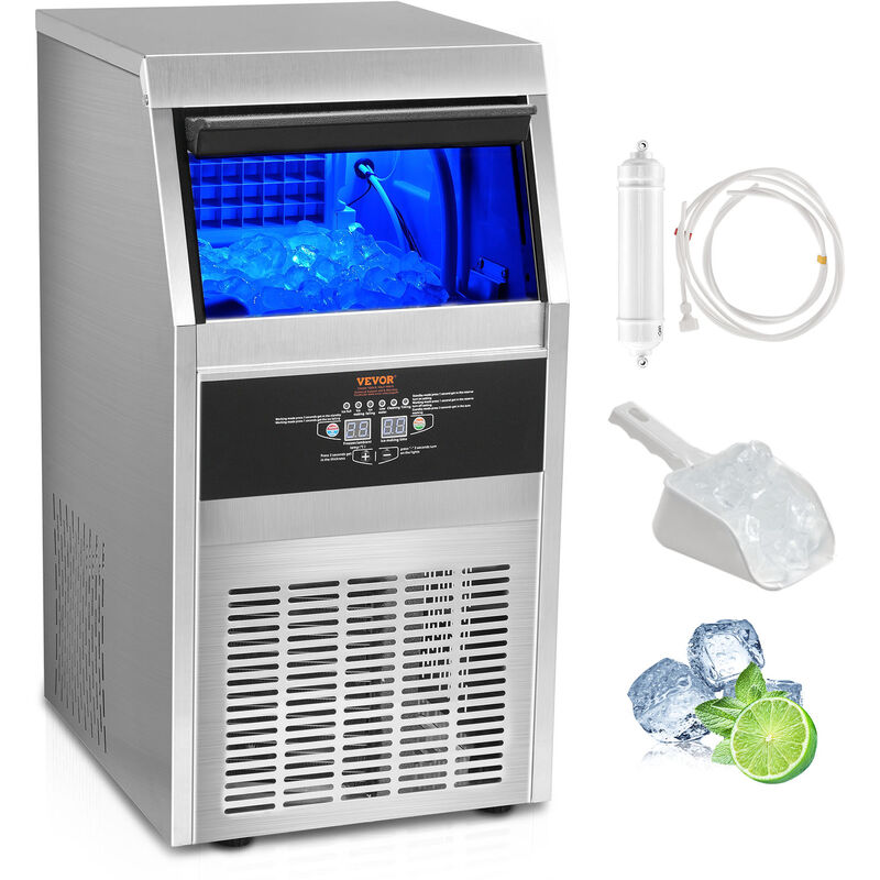 Vevor Machine a Glacons Commerciale 41 kg/24 h Appareil de Preparation de Glacons 45 Bacs a Glacons Capacite de Stockage 11 kg Nettoyage Auto sans