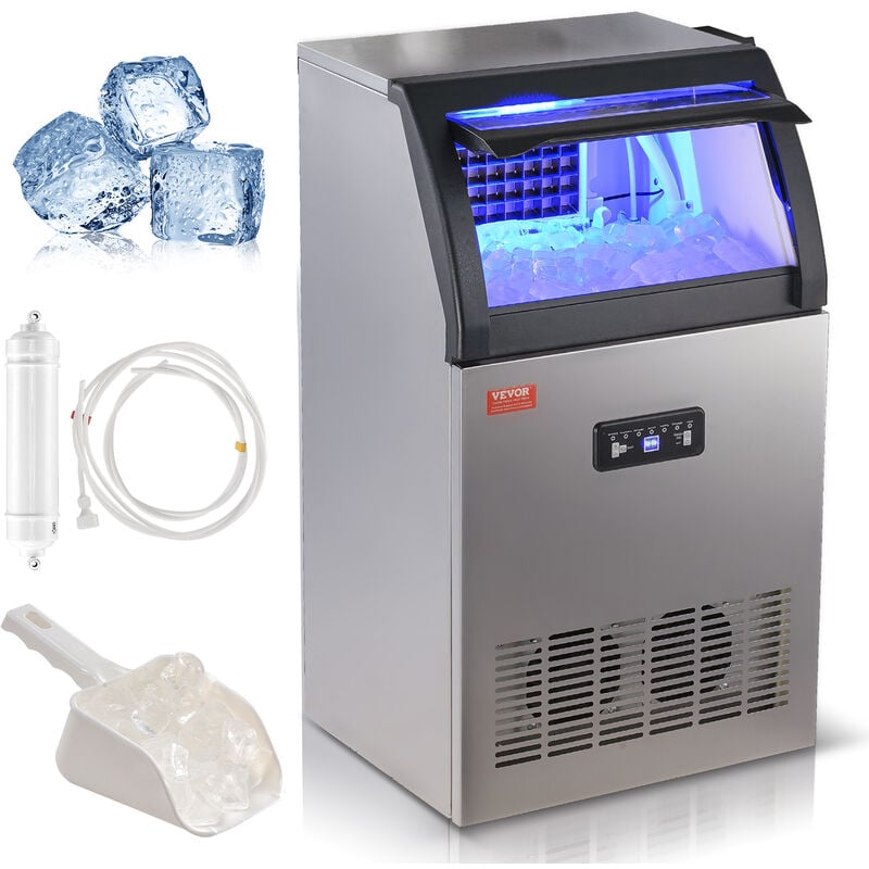 Vevor Machine a Glacons Commerciale 52 kg/24 h Appareil de Preparation de Glacons 50 Bacs a Glacons Capacite de Stockage 15 kg Nettoyage Auto sans