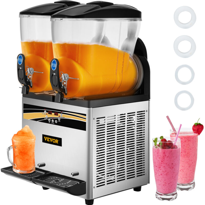 Mophorn - vevor Machine a Granite 2 x 15 l Machine de Glace Fondue 430 x 450 x 800 mm Machine a Granita Acier Inoxydable Argente Refrigeration