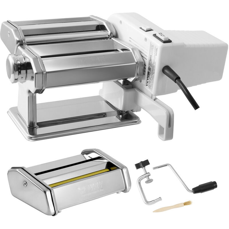 Vevor Machine a Pates Electrique Acier Inox Machine a Pates Fraiches Italiennes 9 Epaisseurs 0,3-3 mm Largeur 1,5/6,6 mm 3/45 mm Manivelle Incluse