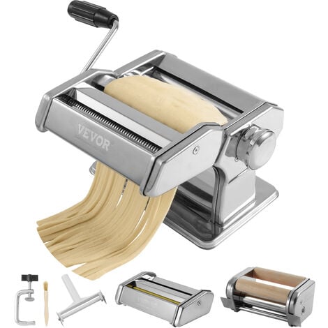 VEVOR Machine a Pates Manuelle Acier Inox Machine a Pates Fraiches Italiennes 9 Epaisseurs 0,3-3 mm Largeur 1,5/6,6 mm 3/45 mm Manivelle Incluse pour Spaghettis Emballages de Boulettes et de Ravioli
