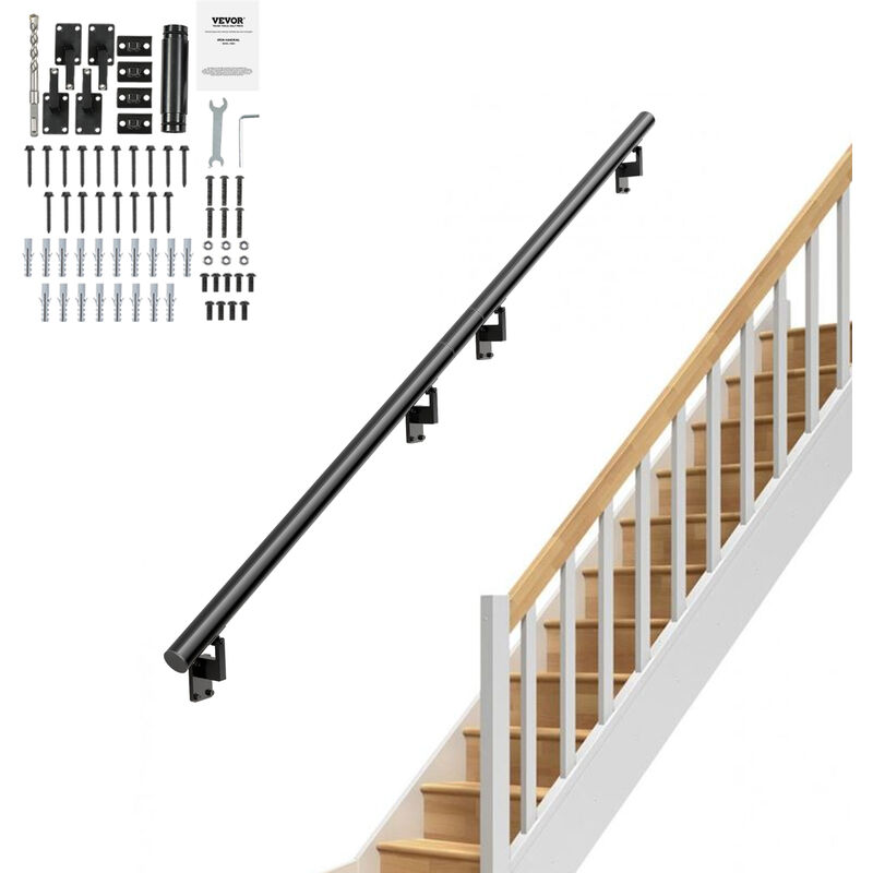 Vevor Main Courante pour Escalier 2148 mm Rampe Escalier Murale Interieur Barre Appui en Alliage deAluminium Epais avec Kit deInstallation Capacite