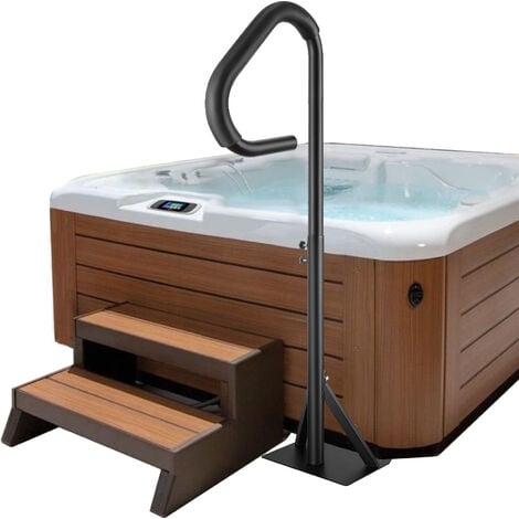 VEVOR Main Courante Spa 54,2x37x144,7 cm Rampe Escalier Securite Spa Rotative 360° Hauteur Reglable 89-144,7 cm Charge 272 kg Antirouille Aluminium Base de Montage Coulissante pour Interieur Exterieur