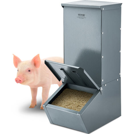 VEVOR Mangiatoia per Suini, Capacita di 90,92 L Mangiatoia per Suini con Porta Singola, Mangiatoia per Suinetti in Acciaio Resistente, Mangiatoia per Bestiame allAperto, per Nutrire Fino a 5 Maiali