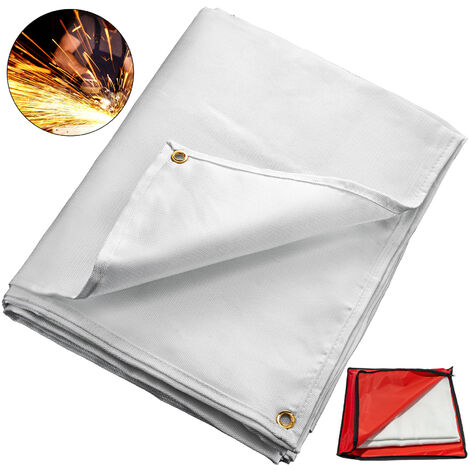 VEVOR Manta de Protección de Soldadura, 6 x10 FT Manta de Fibra de Vidrio, 1.8 x 3.05m Manta Ignífuga Resistente Color Blanco