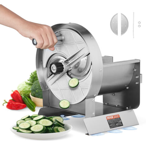 TORANA VEVOR Manueller Gemüse- und Obstschneider, 0–12 mm Dicke, Einstellbare Schneidemaschine, Lebensmittelschneider aus Edelstahl mit 2 Ersatzklingen, für Kartoffeln, Gurken, Zitronen, Tomaten