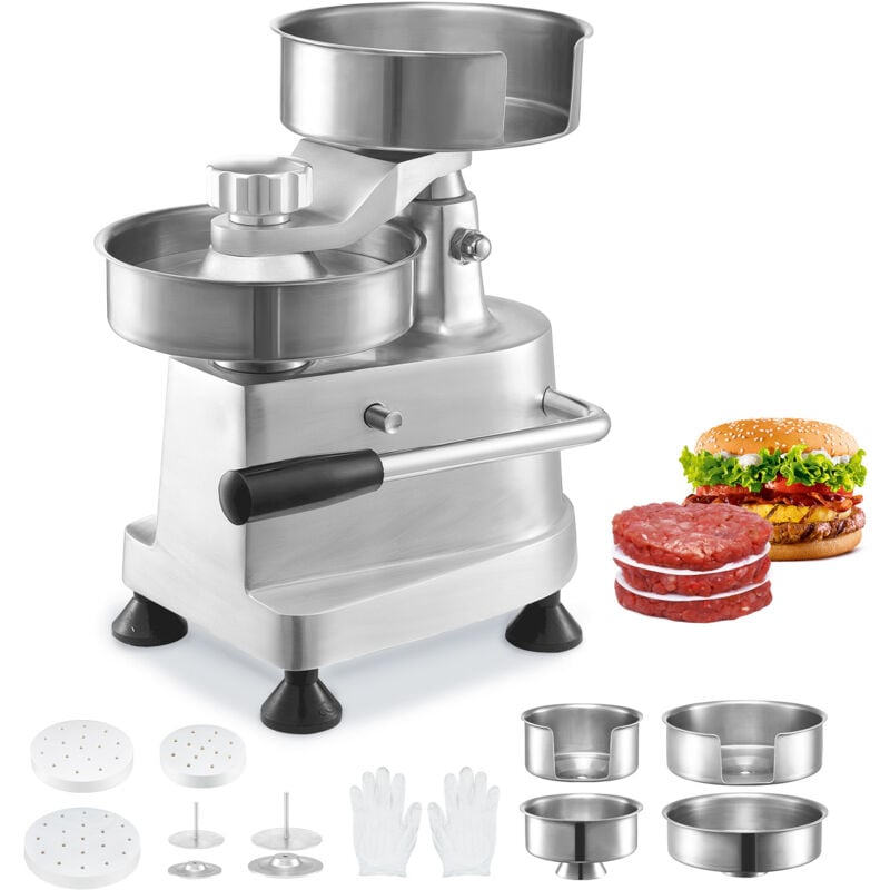 Mophorn - vevor Máquina comercial para hamburguesas, máquina de hamburguesas de carne de res con 3 moldes convertibles (4/5/6 pulgadas), máquina de